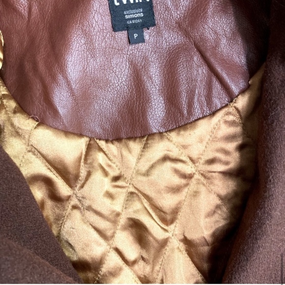 Simons Twik Brown Faux Leather Full Zip Jacket W Faux Fur Trim S - Picture 11 of 15